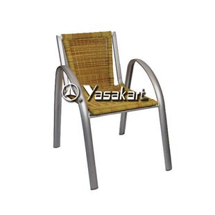 Picture of 164 Aluminum and Black Wicker Stacking Arm Chair 