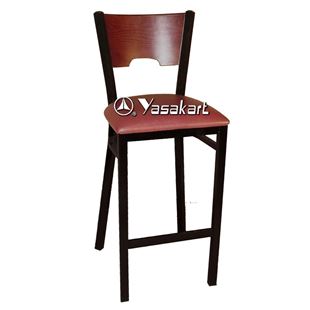 Picture of 077 Metal Frame Wood Barstool (Mahogany)