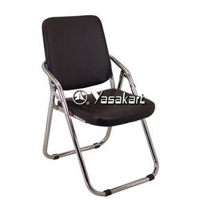 Picture of 144 Visitor Arm Casters Titanium Stacking Chair,Black Vinyl